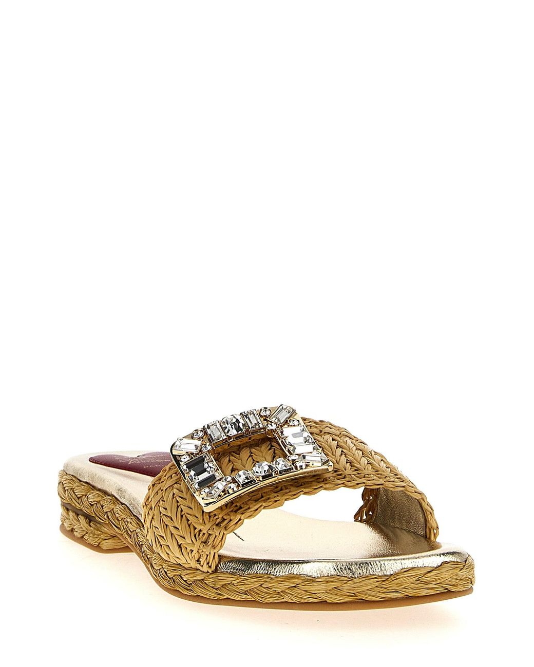 Roger Vivier Natural Raffia Jewel Sandals