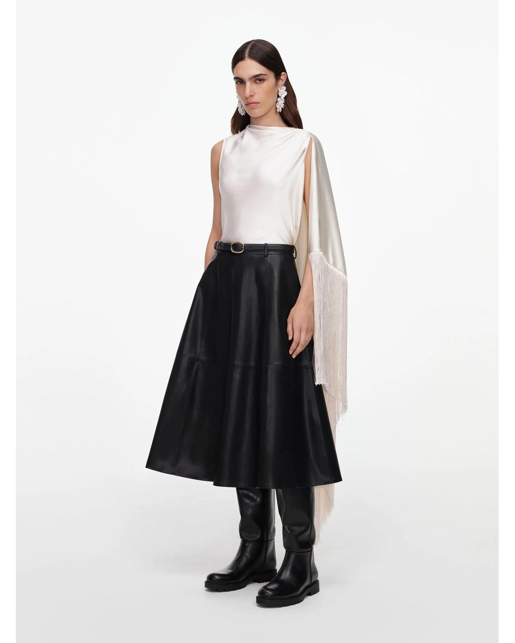 Self-Portrait White Fringed Scarf Top