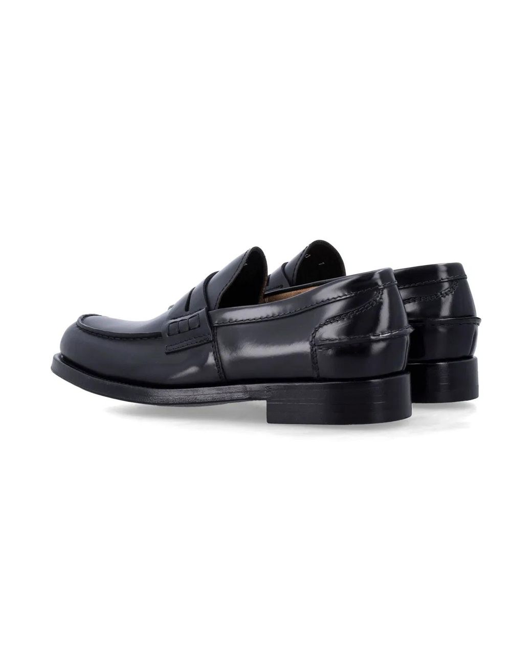 Green George Black Polished Leather Loafers for men