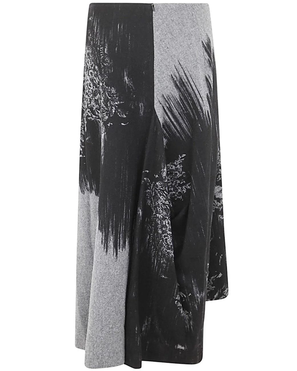 Y's Yohji Yamamoto Gray Y-Panelled Tuck Flare Sk