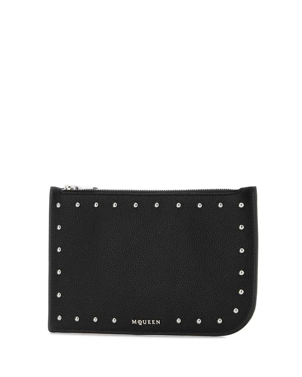 McQueen Black Leather Pouch for men