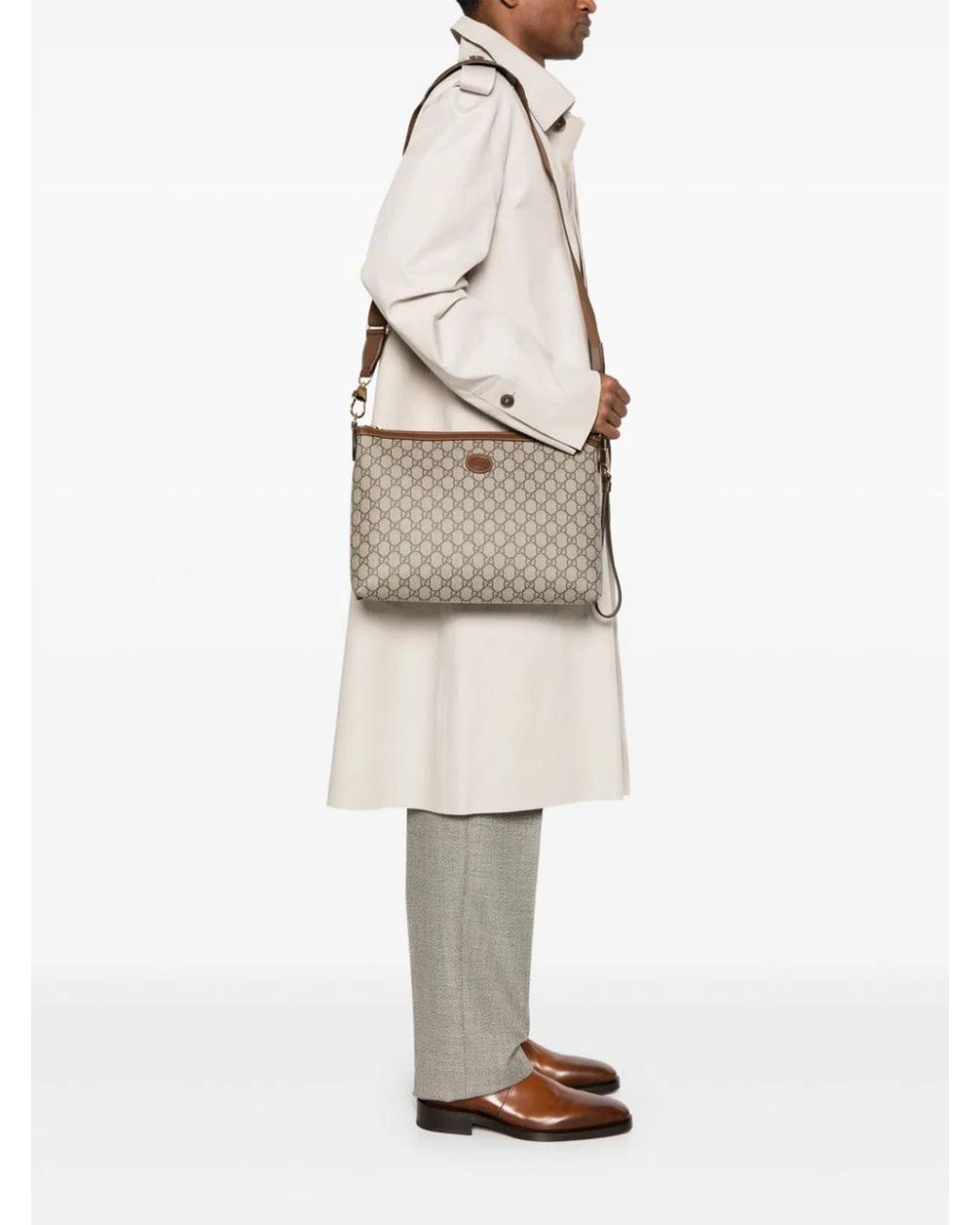 Gucci Gray Canvas Shoulder Bag for men