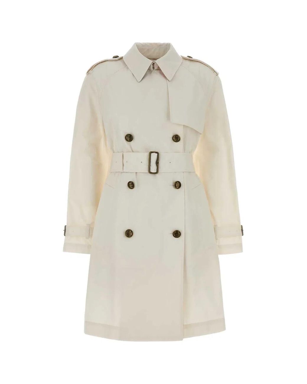 Burberry White Collared Trench Coat