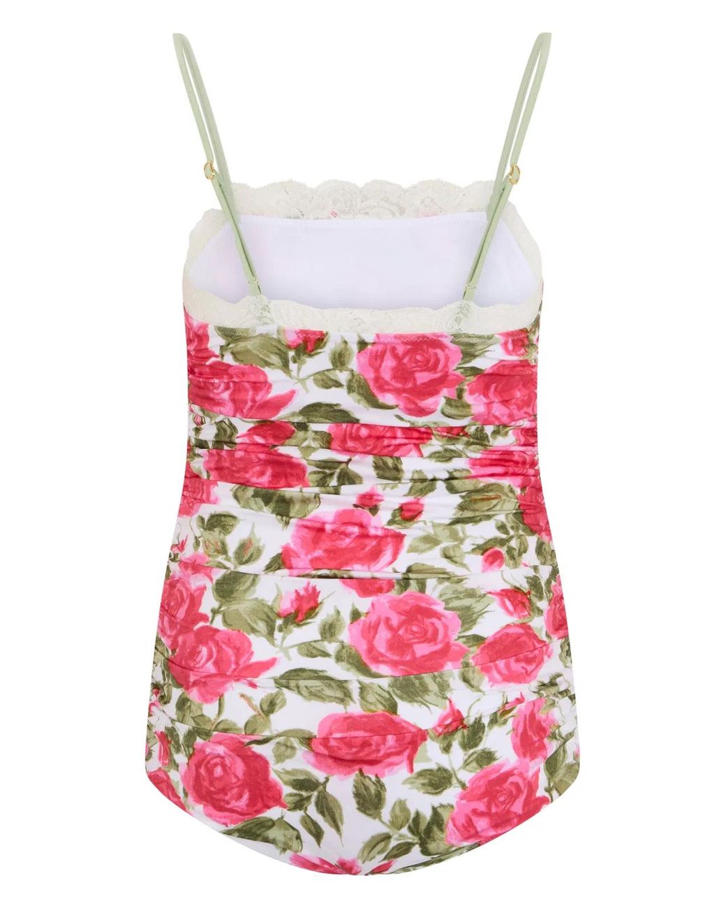 Chloé White Rose Print Ruched Swimsuit
