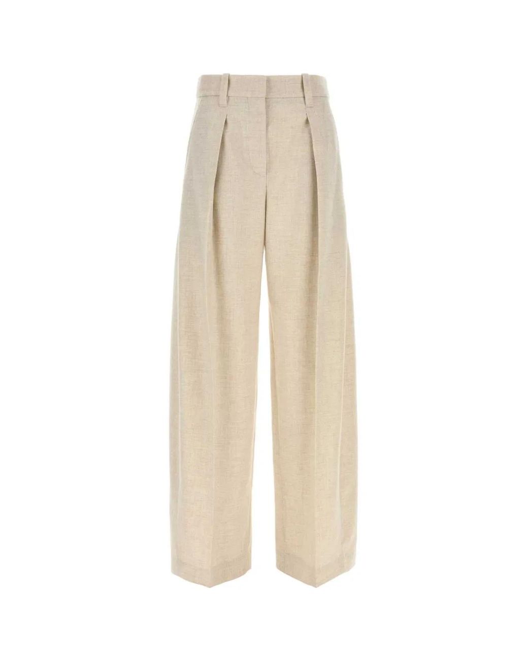 Brunello Cucinelli Natural Tailored Pleated Pant