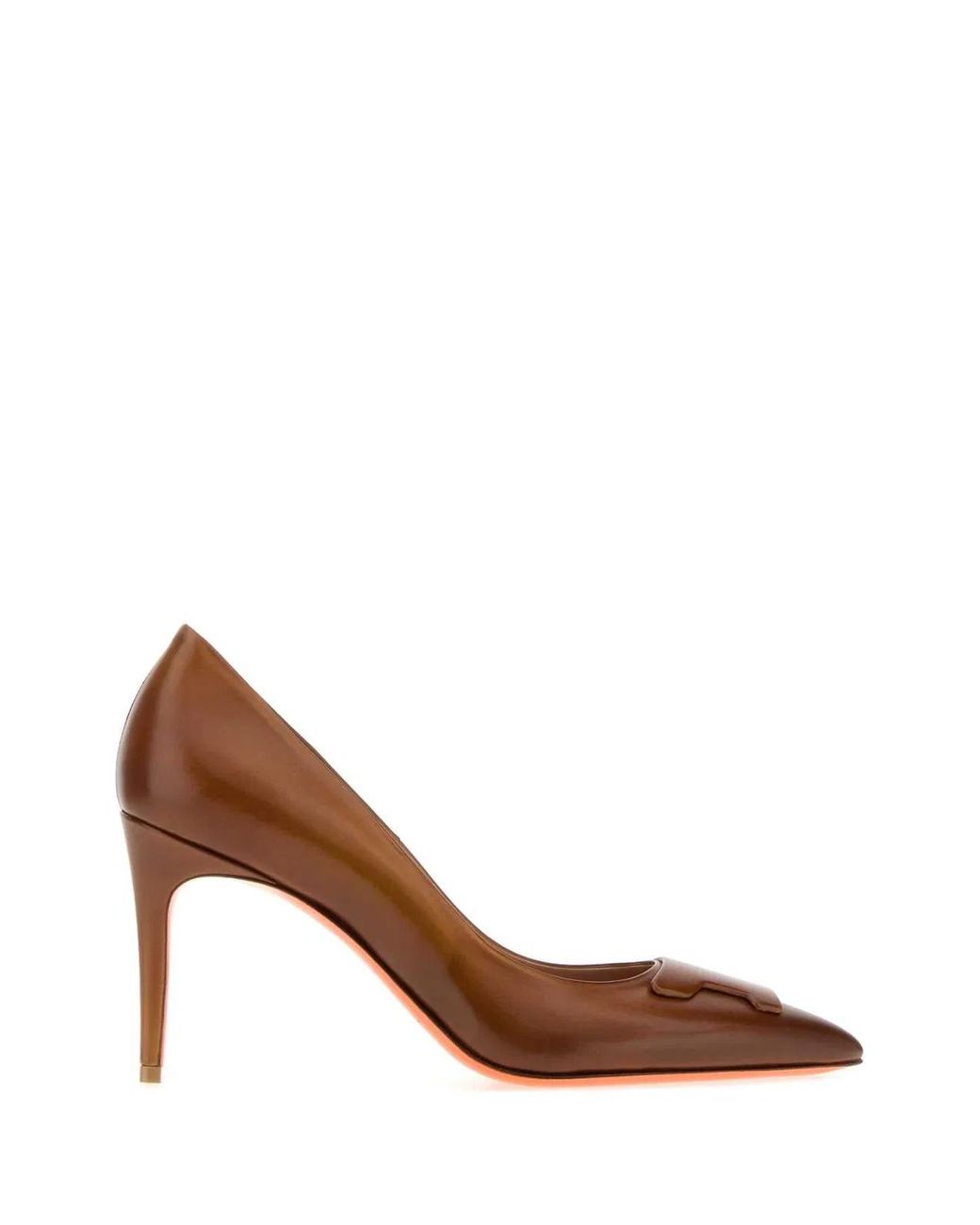 Santoni Brown Leather Sibil Pumps