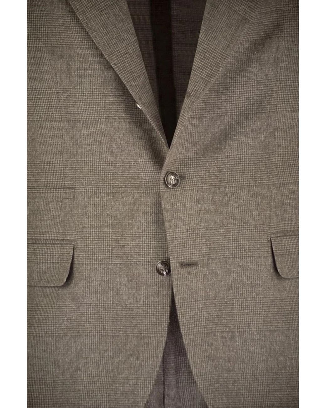 Brunello Cucinelli Natural Prince Of Wales Flannel Suit for men