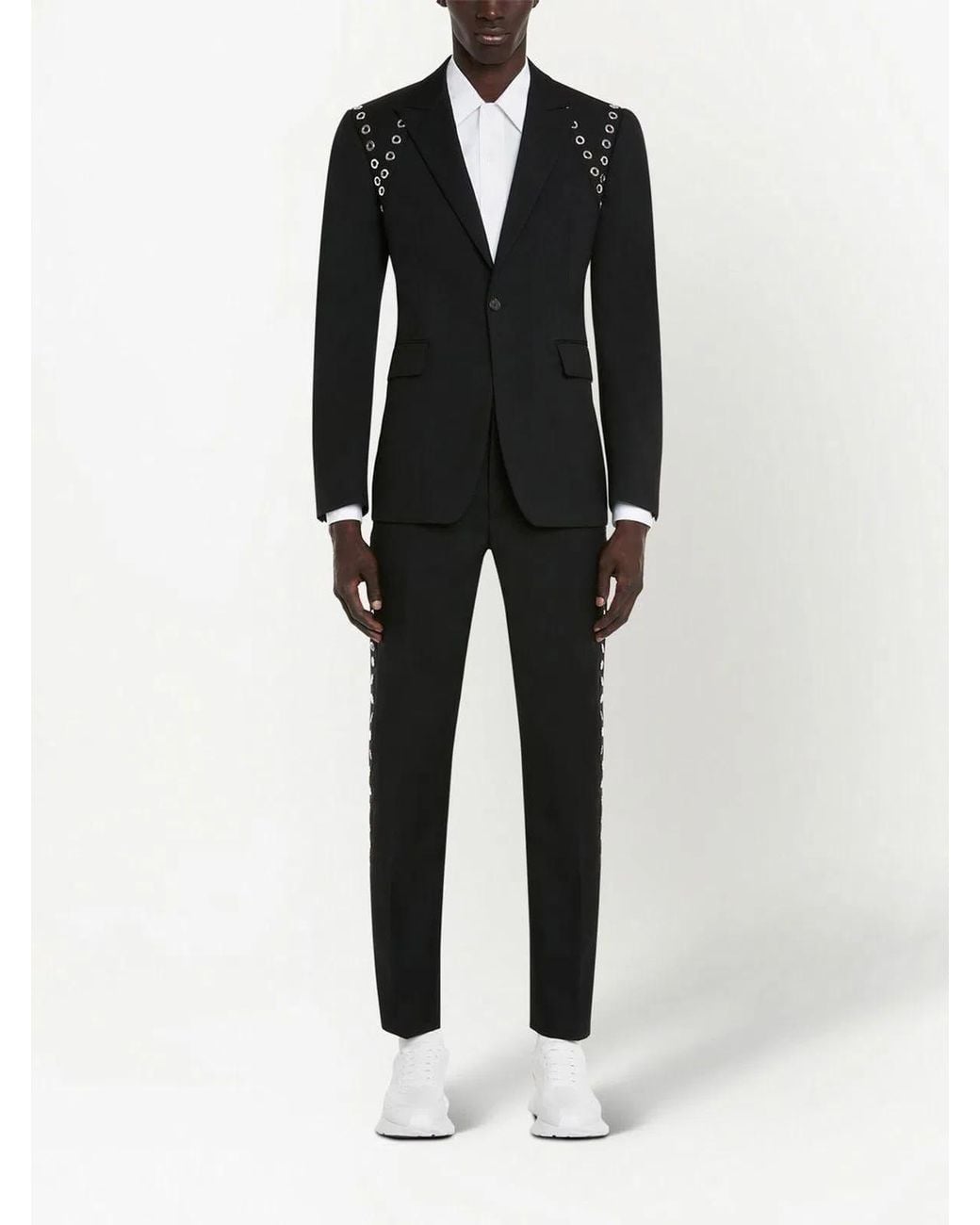 McQueen Black Eyelet Cigarette Trs Sustainab for men