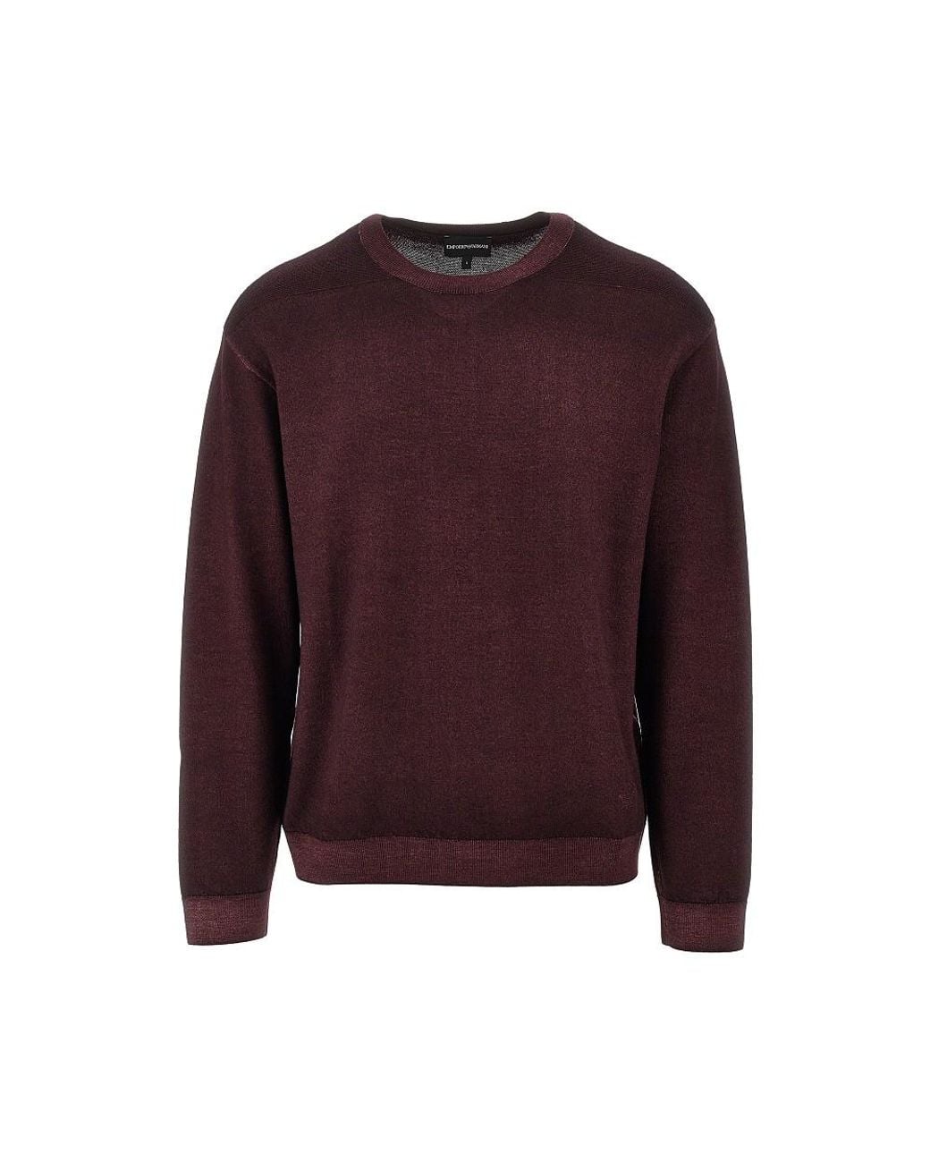 Emporio Armani Purple Garment Dyed Wool Crewneck Sweater for men