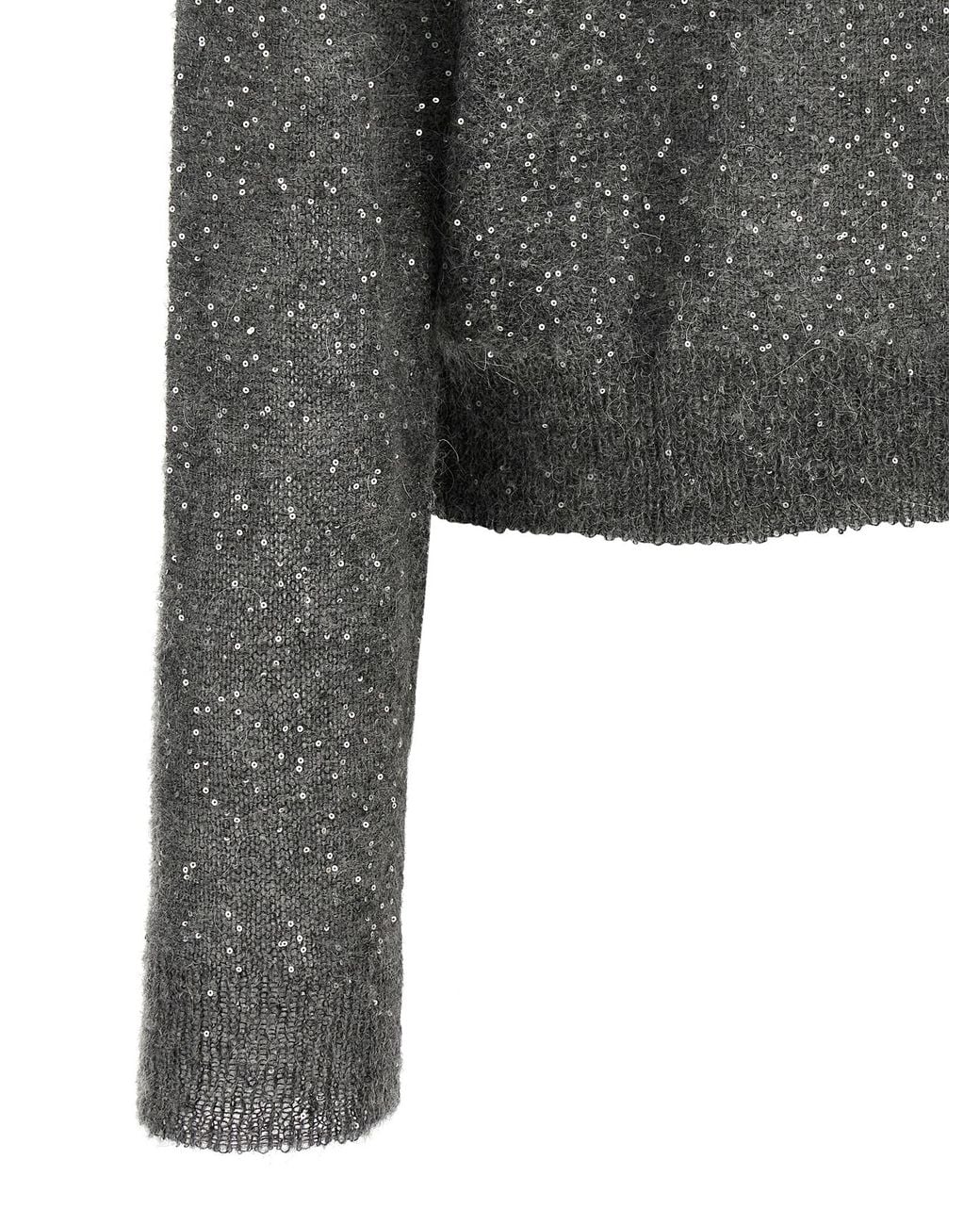 Nude Gray Micro Sequin Sweater