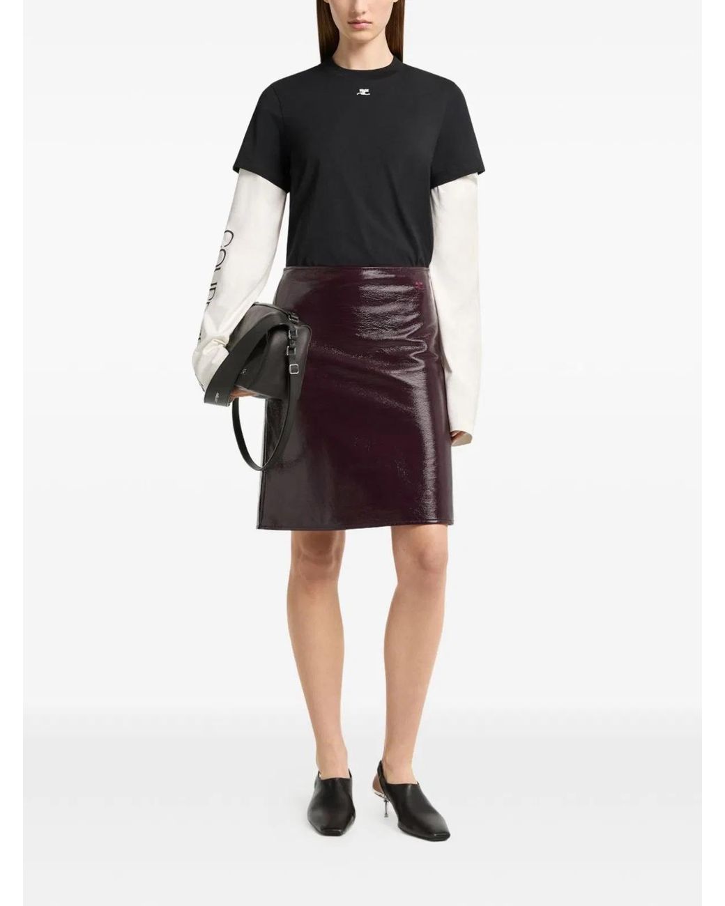 Courreges Brown Vinyl Skirt