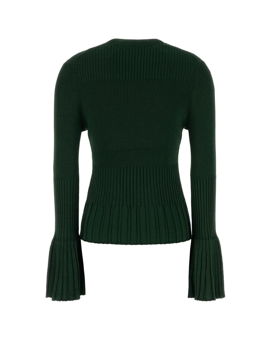 Zimmermann Green Bell Sleeve Rib Sweater