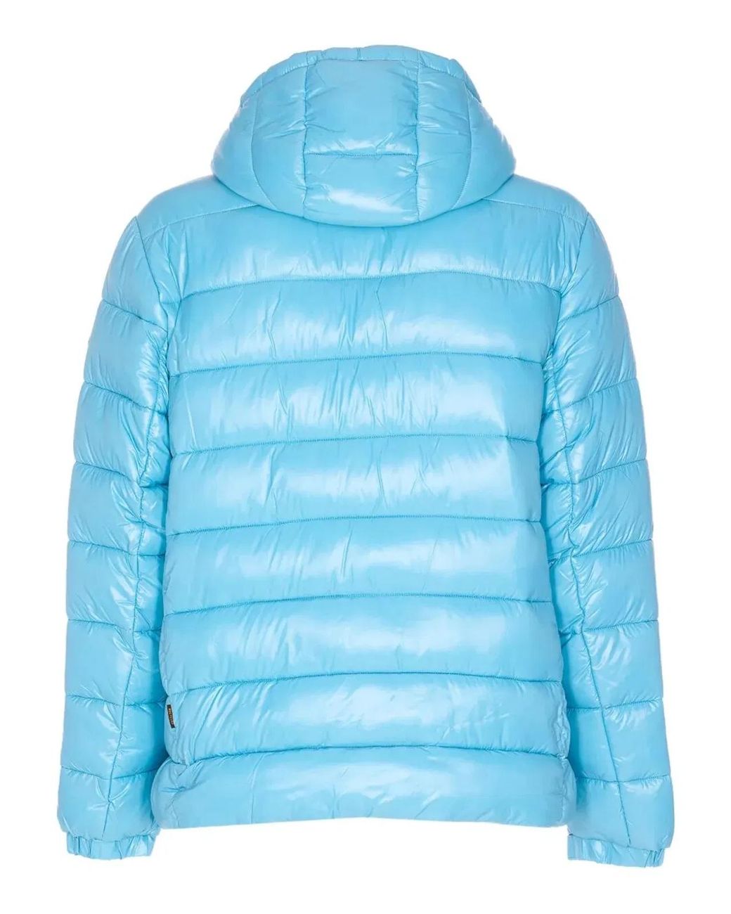 Save The Duck Blue Florian Down Jacket With Lacquered Finish And Removable Hood for men