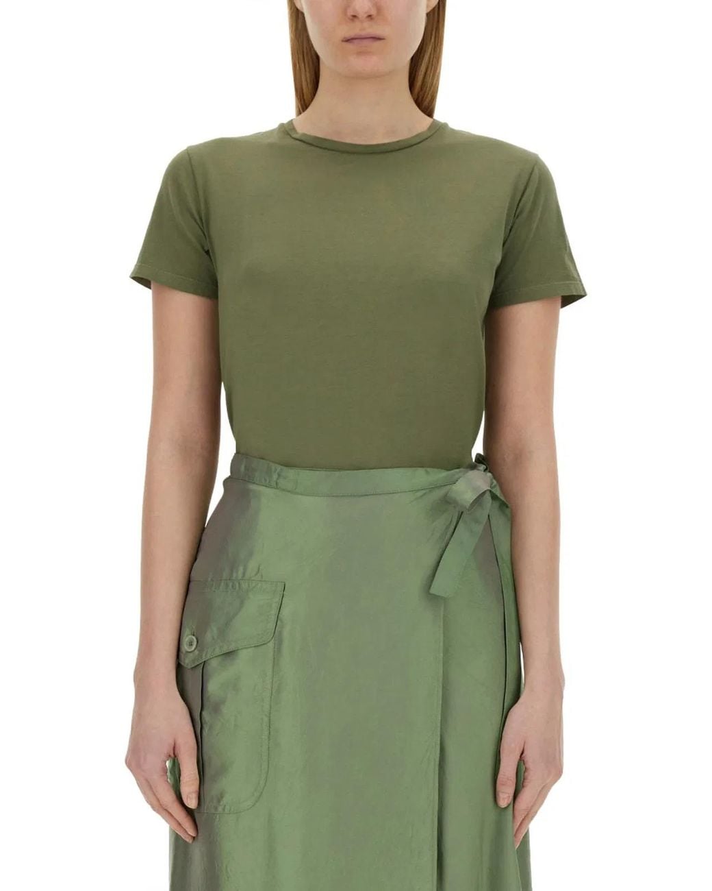 Aspesi Green Solid Crew Neck T-Shirt
