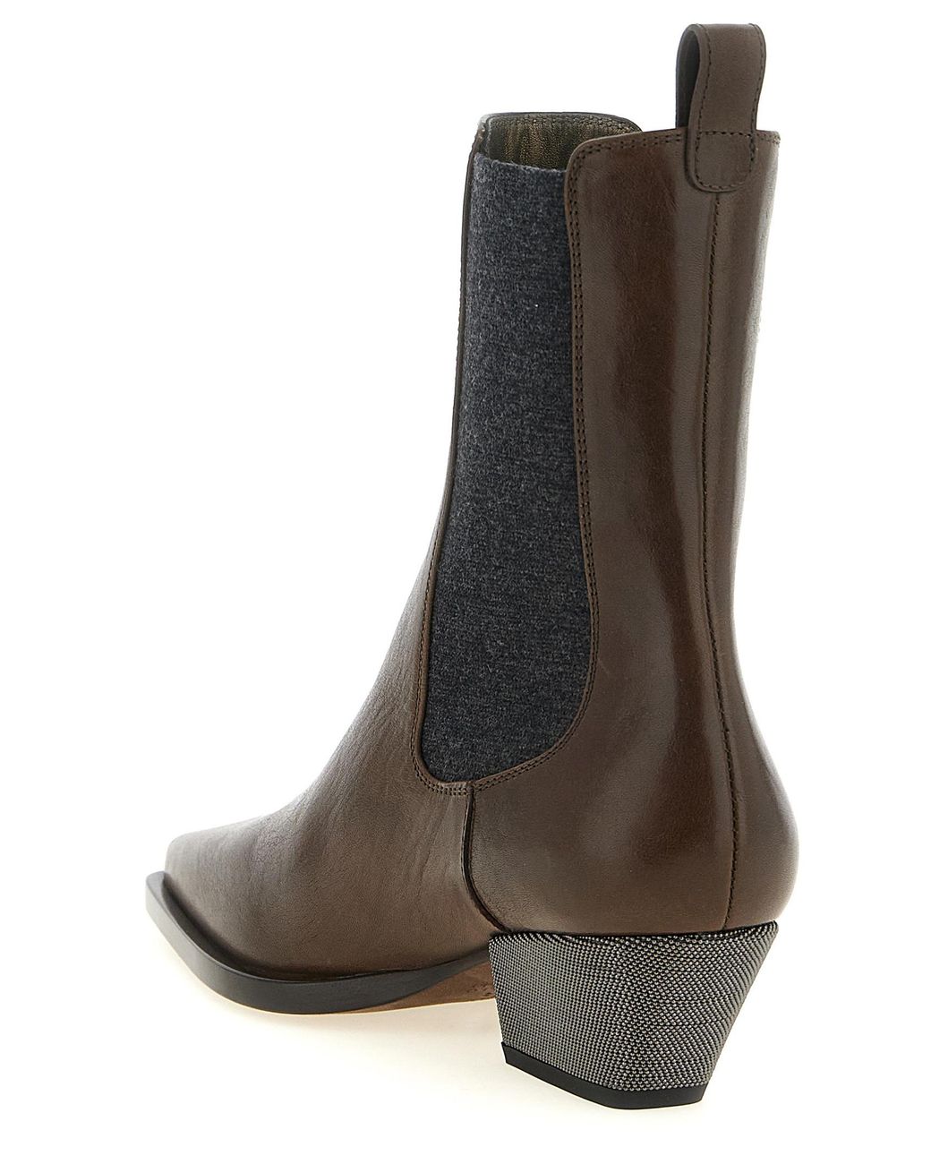 Brunello Cucinelli Brown 'Precious Heel' Ankle Boots