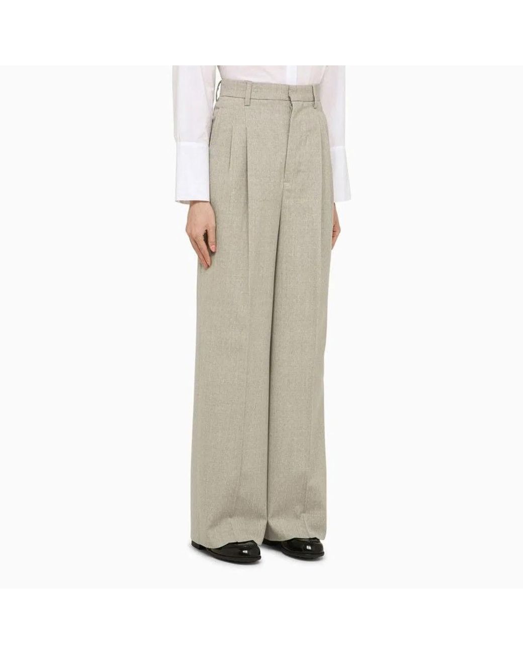 AMI Natural Light Heather Polyester Trousers