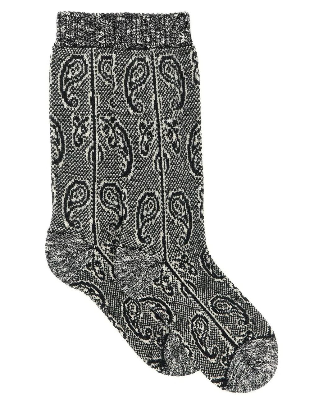 Dries Van Noten Gray Paisley Jacquard Socks