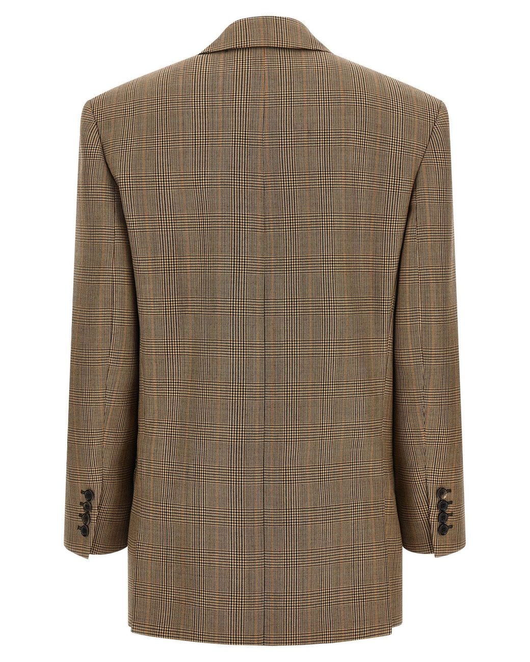 Saint Laurent Green Prince Of Wales Houndstooth Blazer