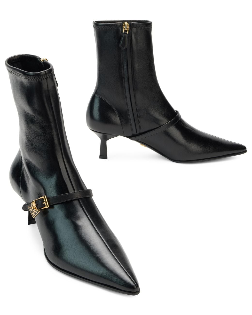 Prada Black Stretch Napa Ankle Boots