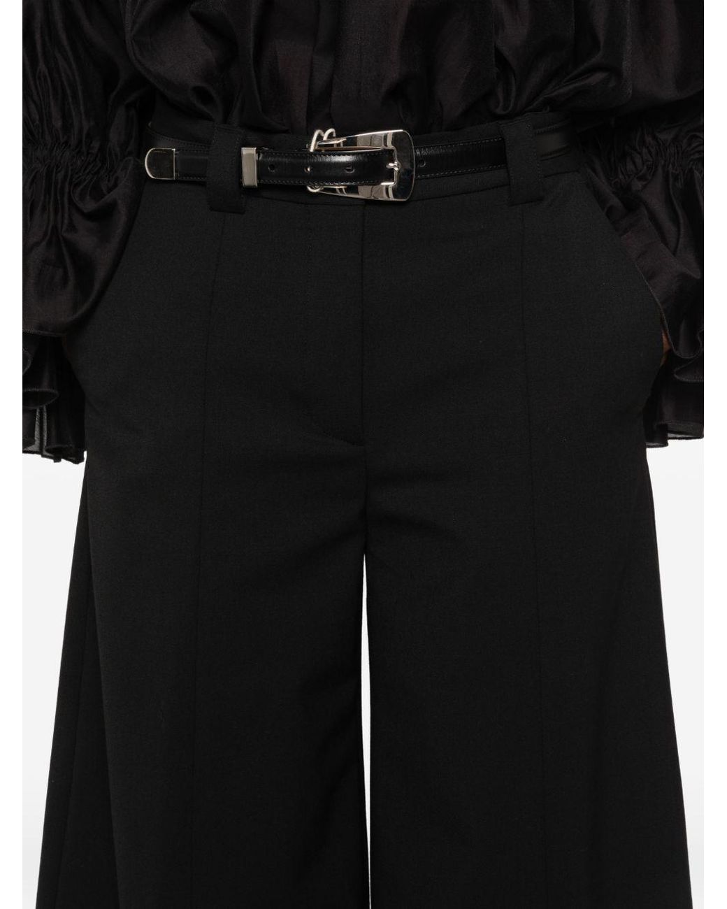 THE LATEST Black Wool Blend Flared Trousers