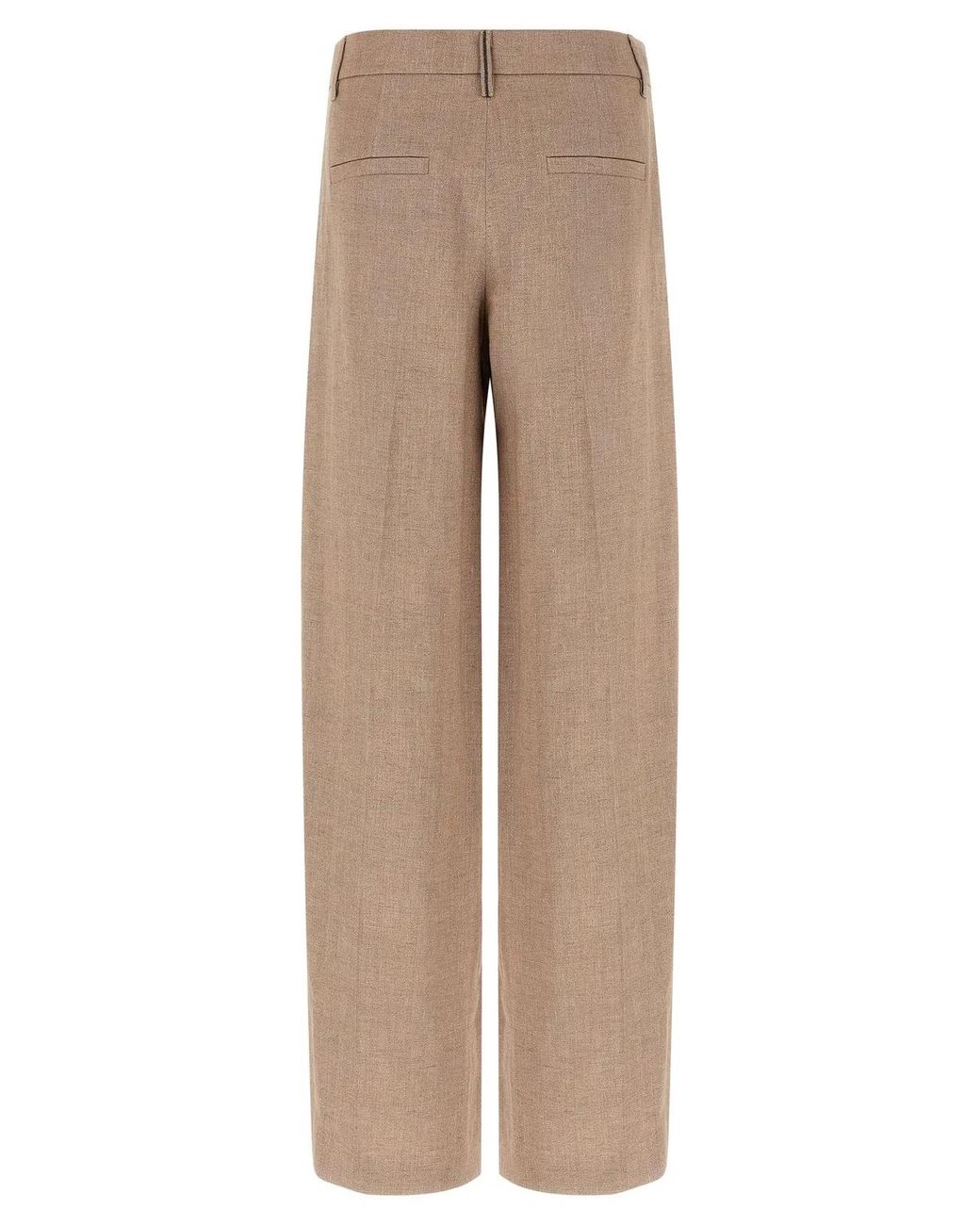 Brunello Cucinelli Natural Linen Flared Pants
