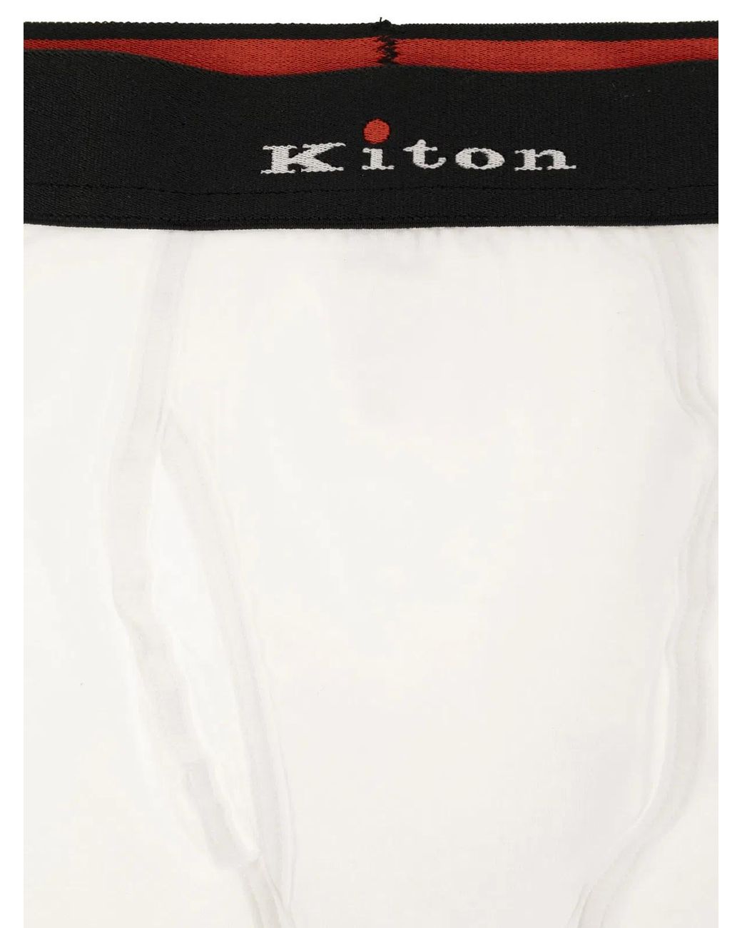 Kiton White Stretch Cotton Boxer Briefs With Logo for men