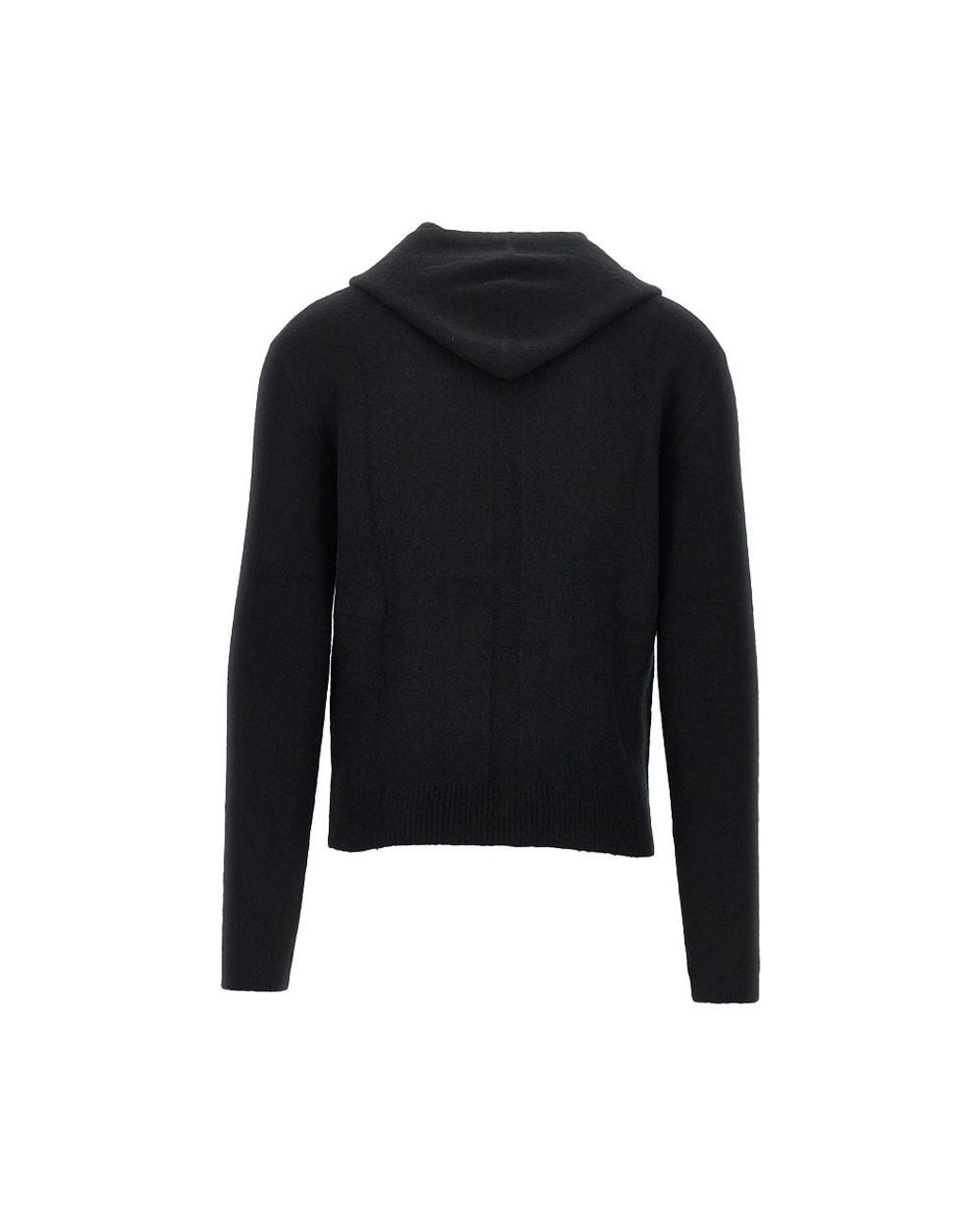 Rick Owens Black Knitted Hooded Sweater for men