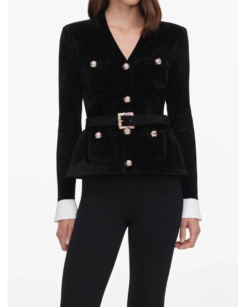 Self-Portrait Black Chenille Knit Top