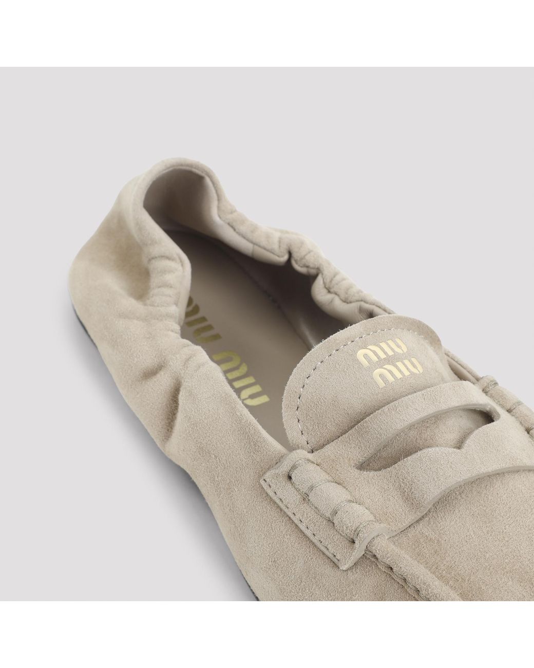 Miu Miu White Dederto Suede Lamb Leather Loafers