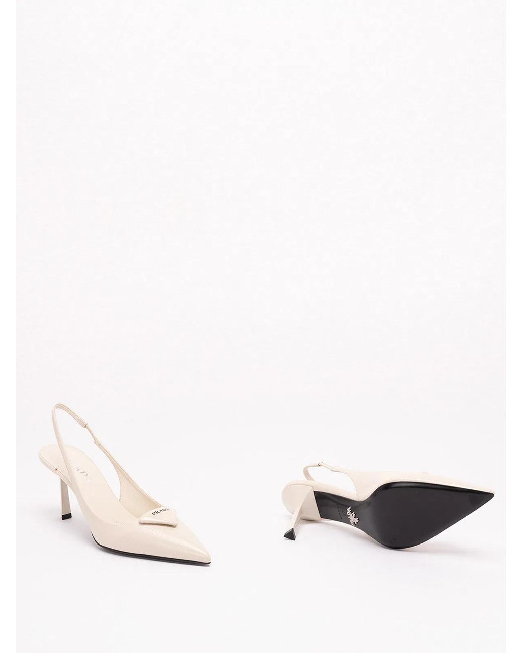 Prada White Patent Leather Slingback Pumps