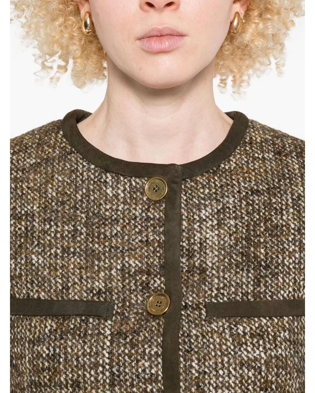 Golden Goose Deluxe Brand Brown "Journey W's" Long Boxy Jacket W Patch Pockets And Leather Details