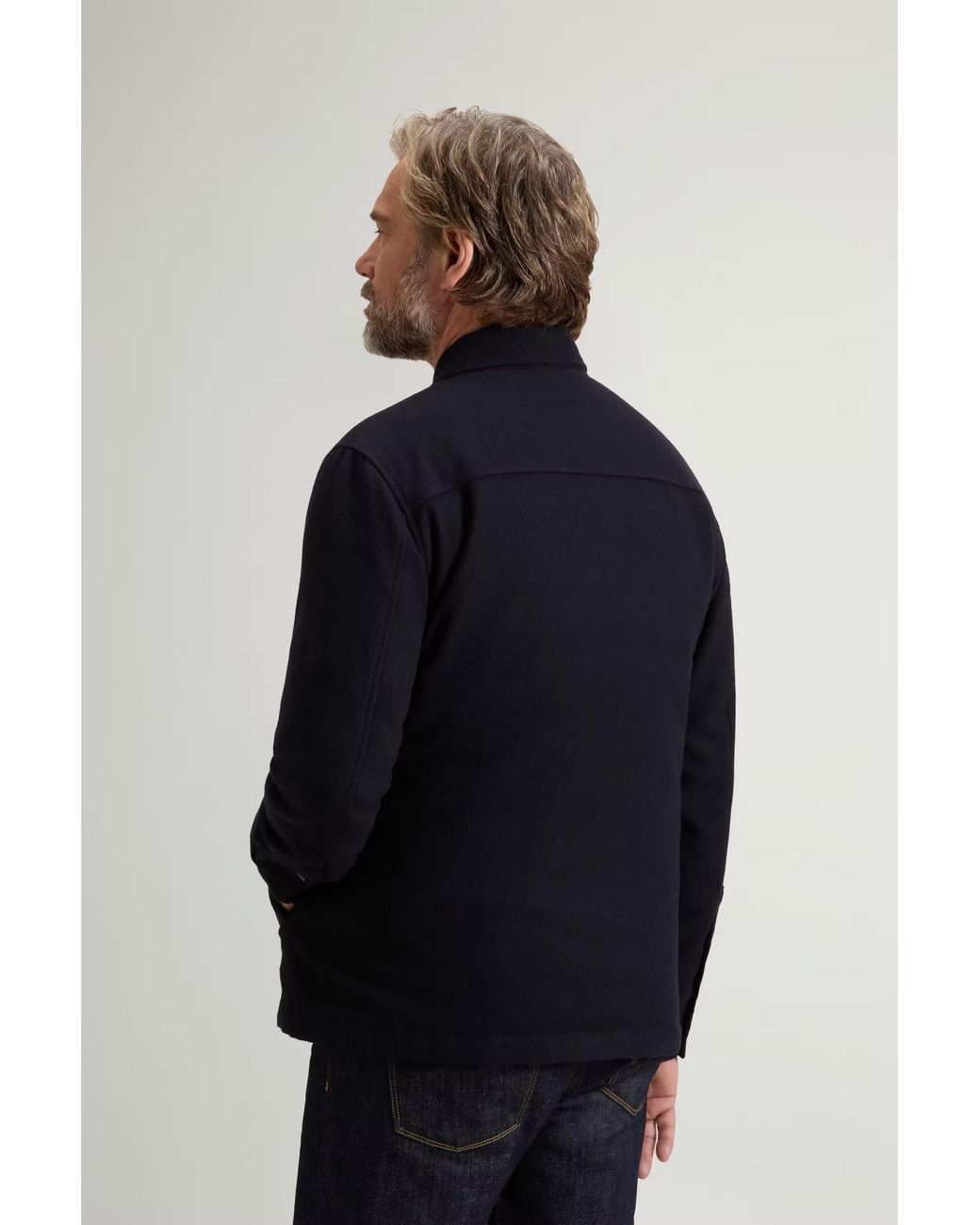 Woolrich Blue Padded Alaskan Wool-Blend Overshirt for men