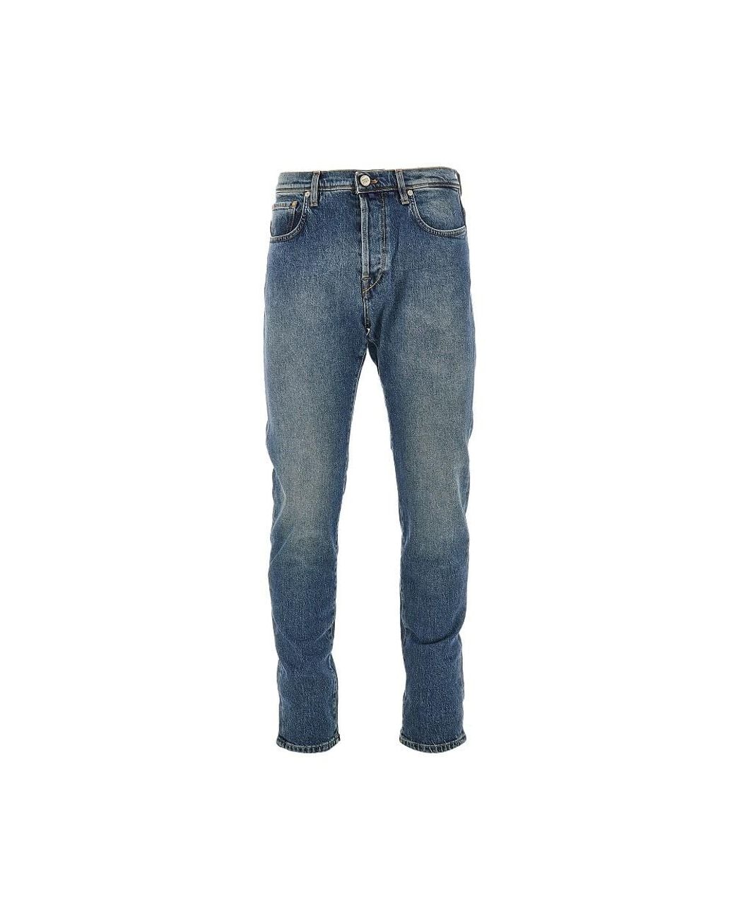 Incotex Blue Stretch Denim Tapered Fit Jeans for men