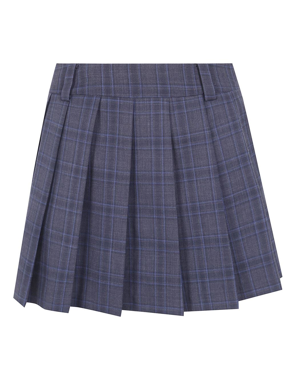 DUNST Blue Pleats Mini Checked Skirt
