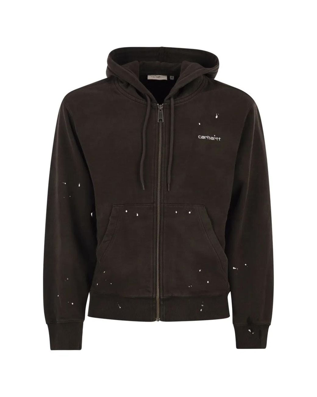 Carhartt Black Zip-Up Hooded Sweatshirt With Paint Effect Print