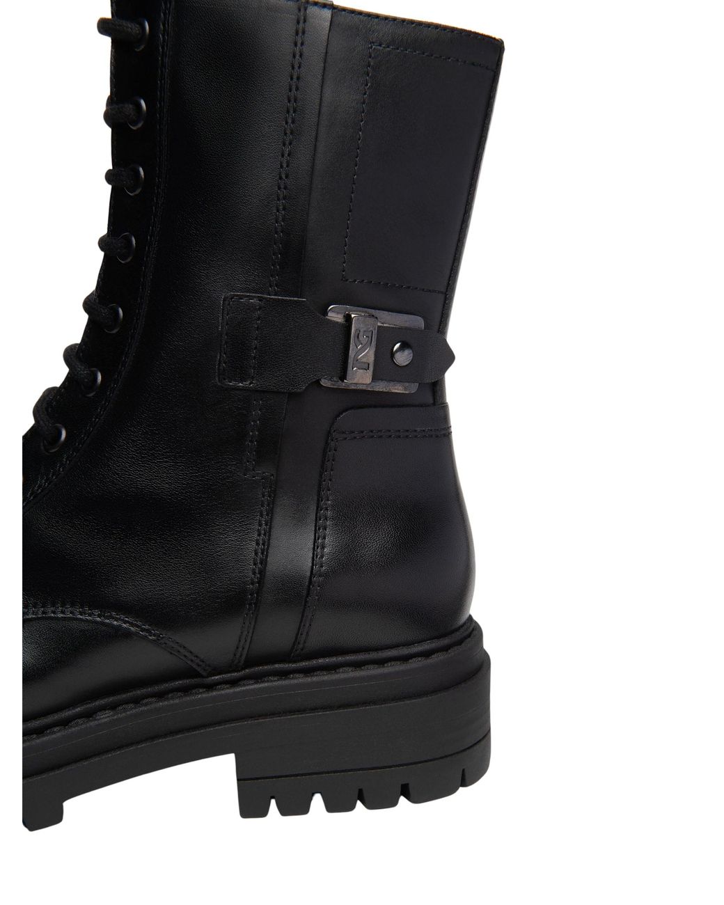 Nero Giardini Black Leather Combat Boots