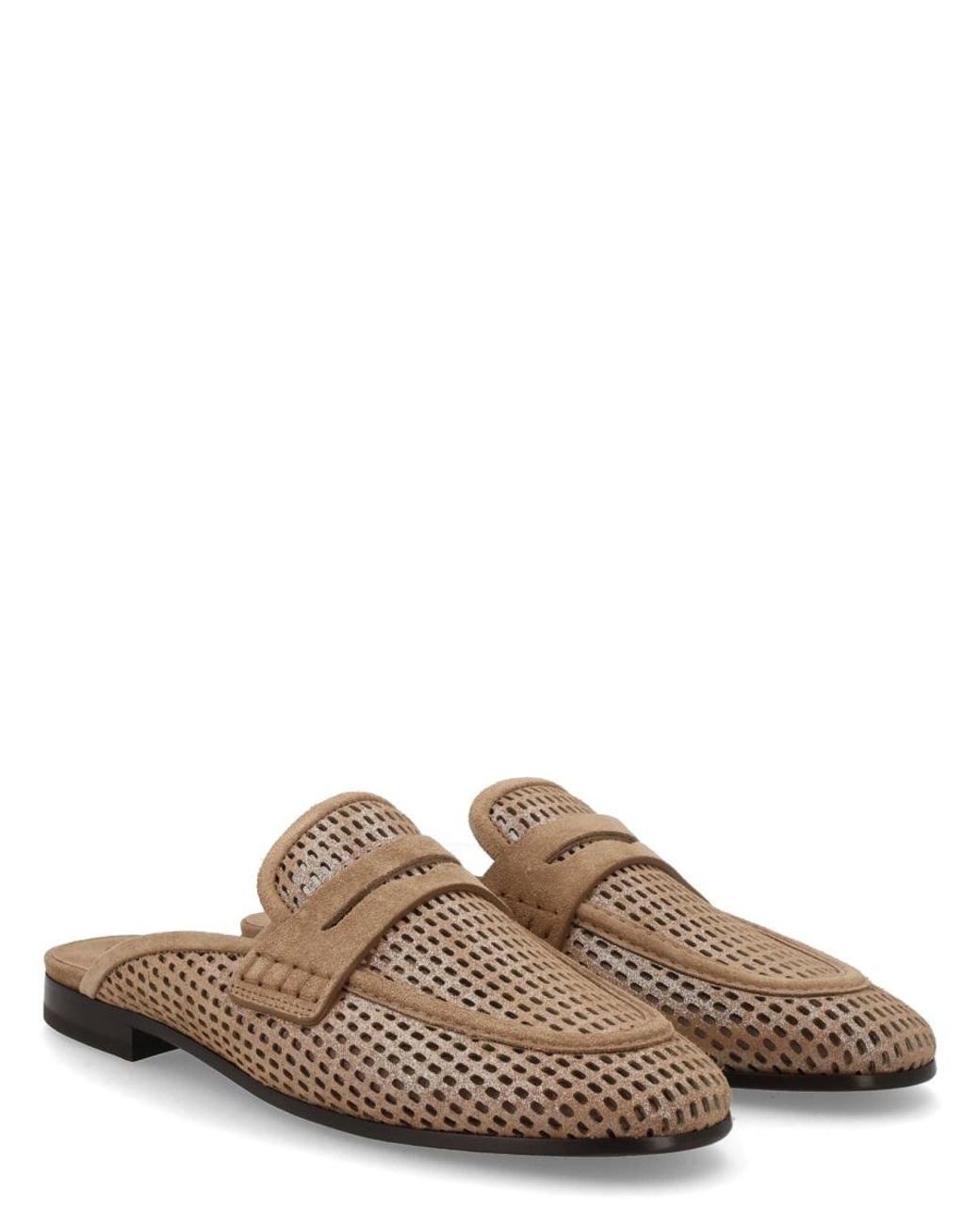Brunello Cucinelli Brown Mule "Sparkling Net"