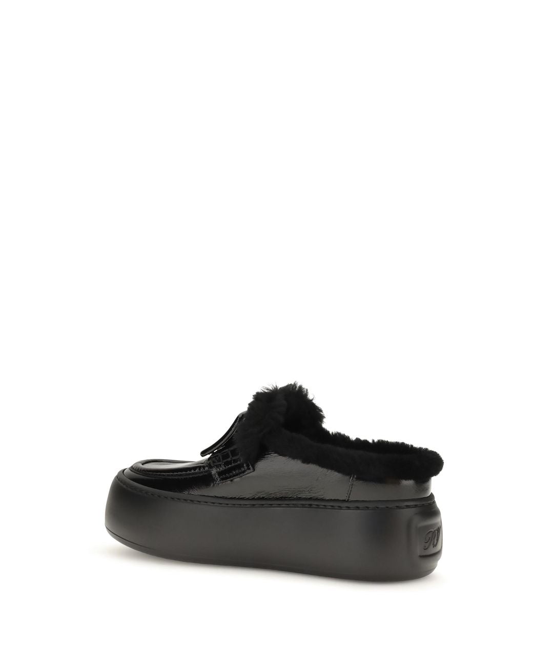 Roger Vivier Black Viv' Up Shearling Mules