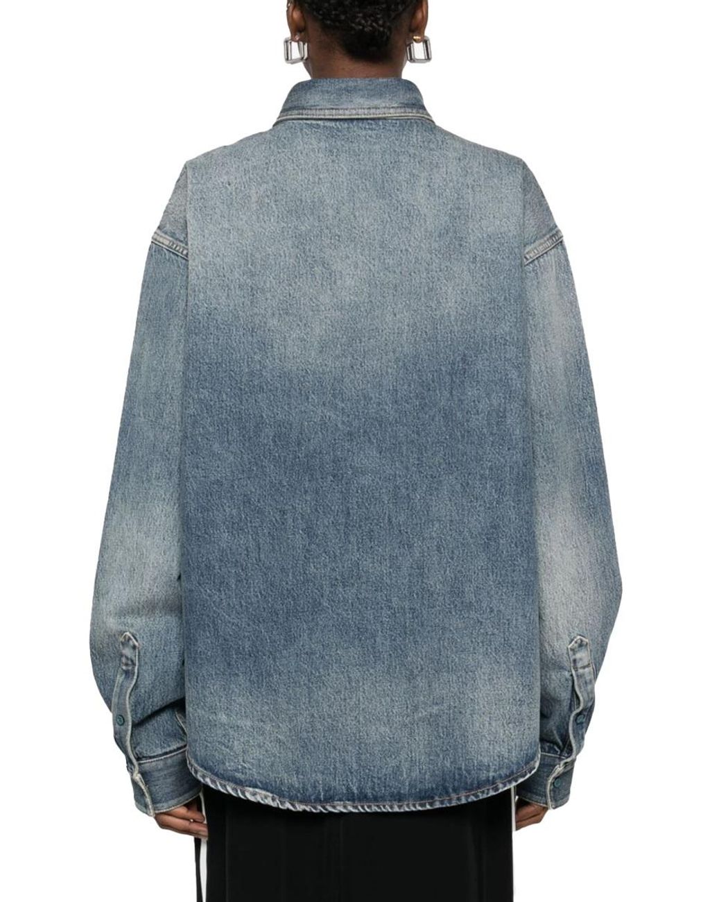 Balenciaga Blue Oversized Denim Button-Up Shirt