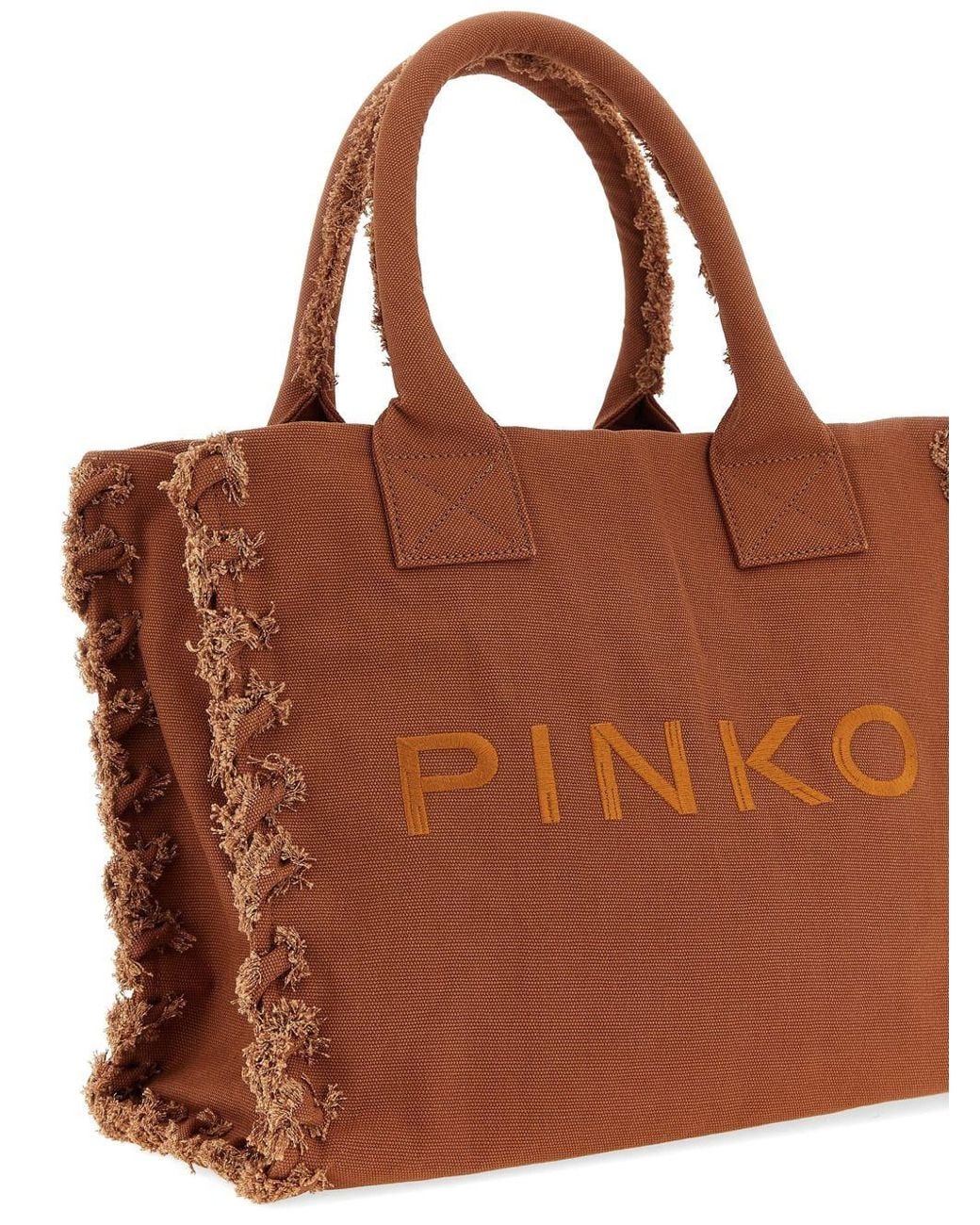 Pinko Brown Canvas Tote Bag