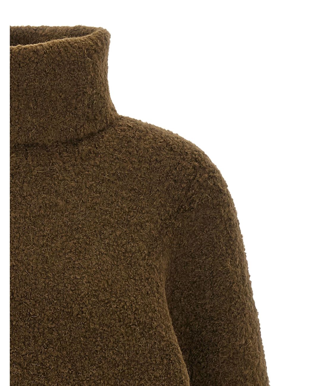 Totême  Green Bouclé Turtleneck Sweater