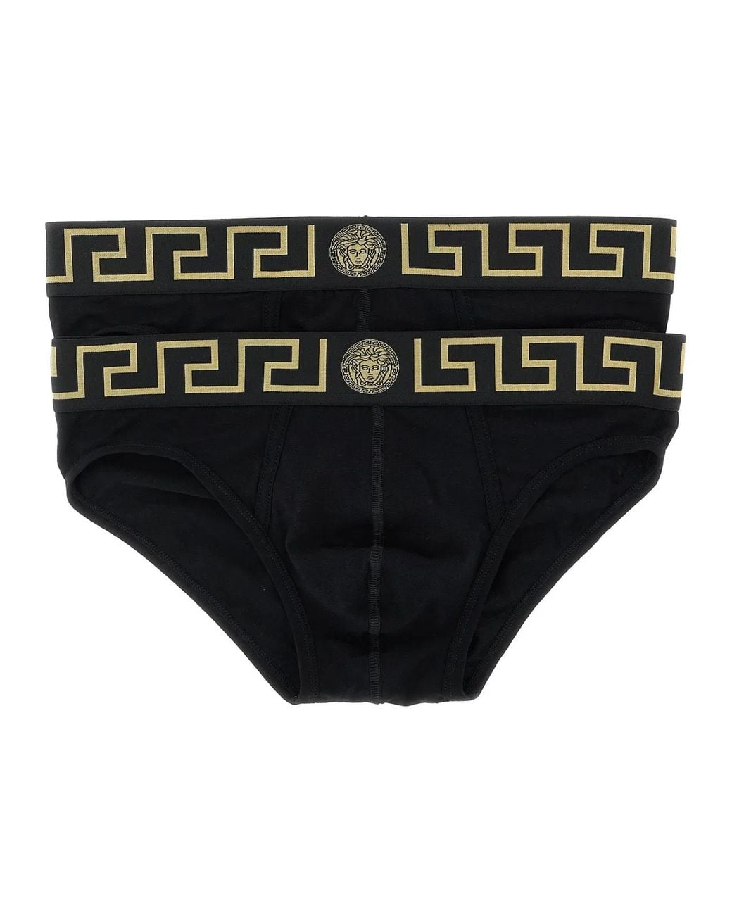 Versace Black 'Greca' 2-Pack Briefs Set for men