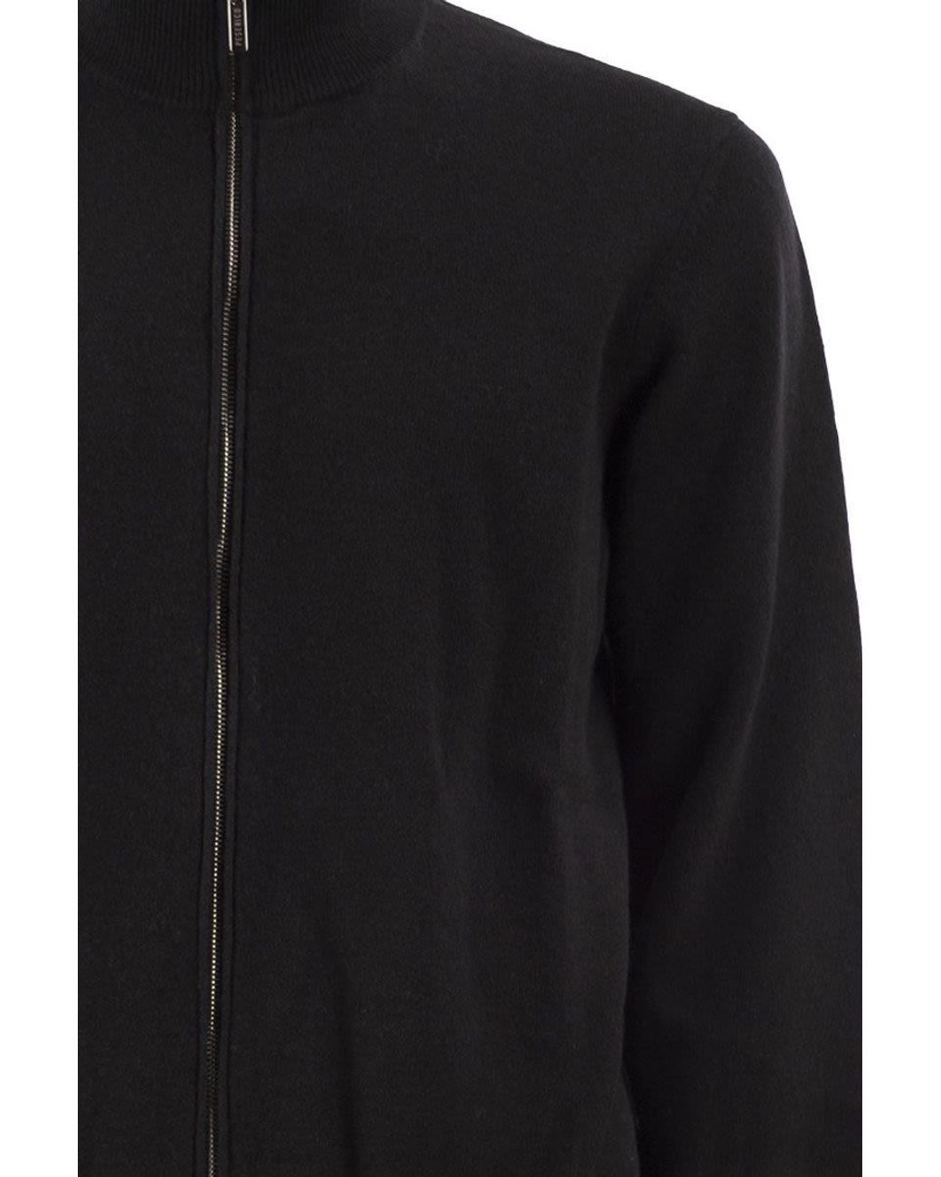 Peserico Black Virgin Wool And Cashmere Zip Cardigan