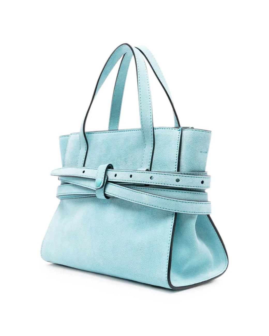 Moschino Couture Blue Tie Me Leather Handbag