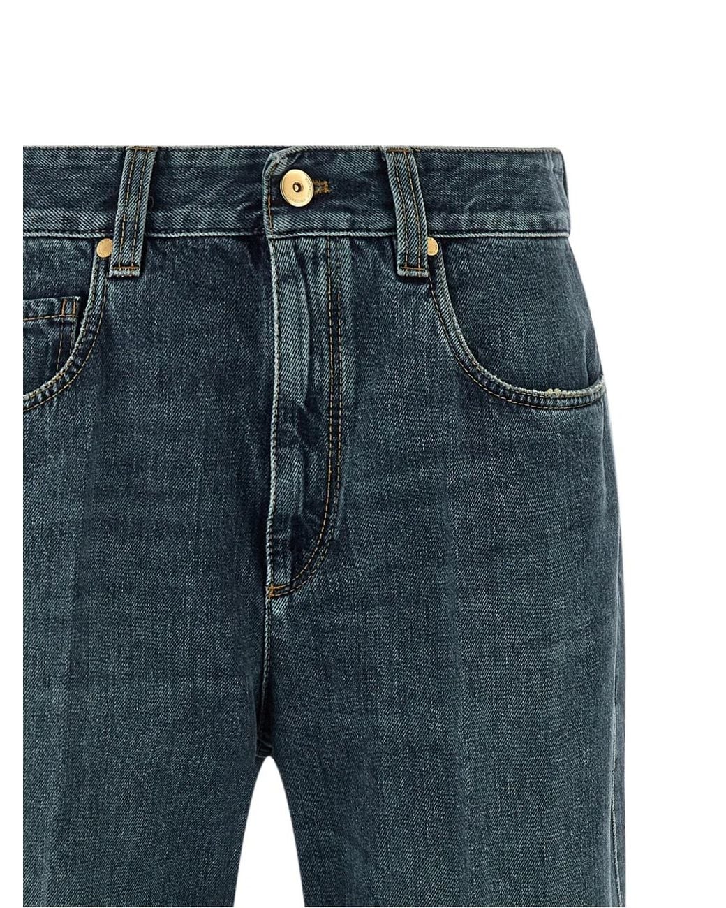 Brunello Cucinelli Blue Cotton Flared Jeans Clothing