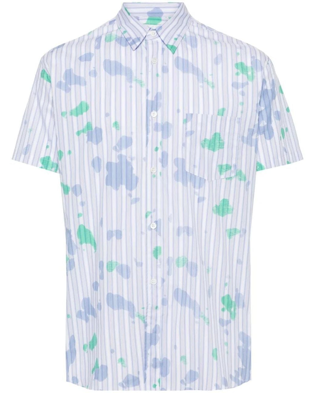 Comme des Garçons Blue Printed Cotton Shirt for men