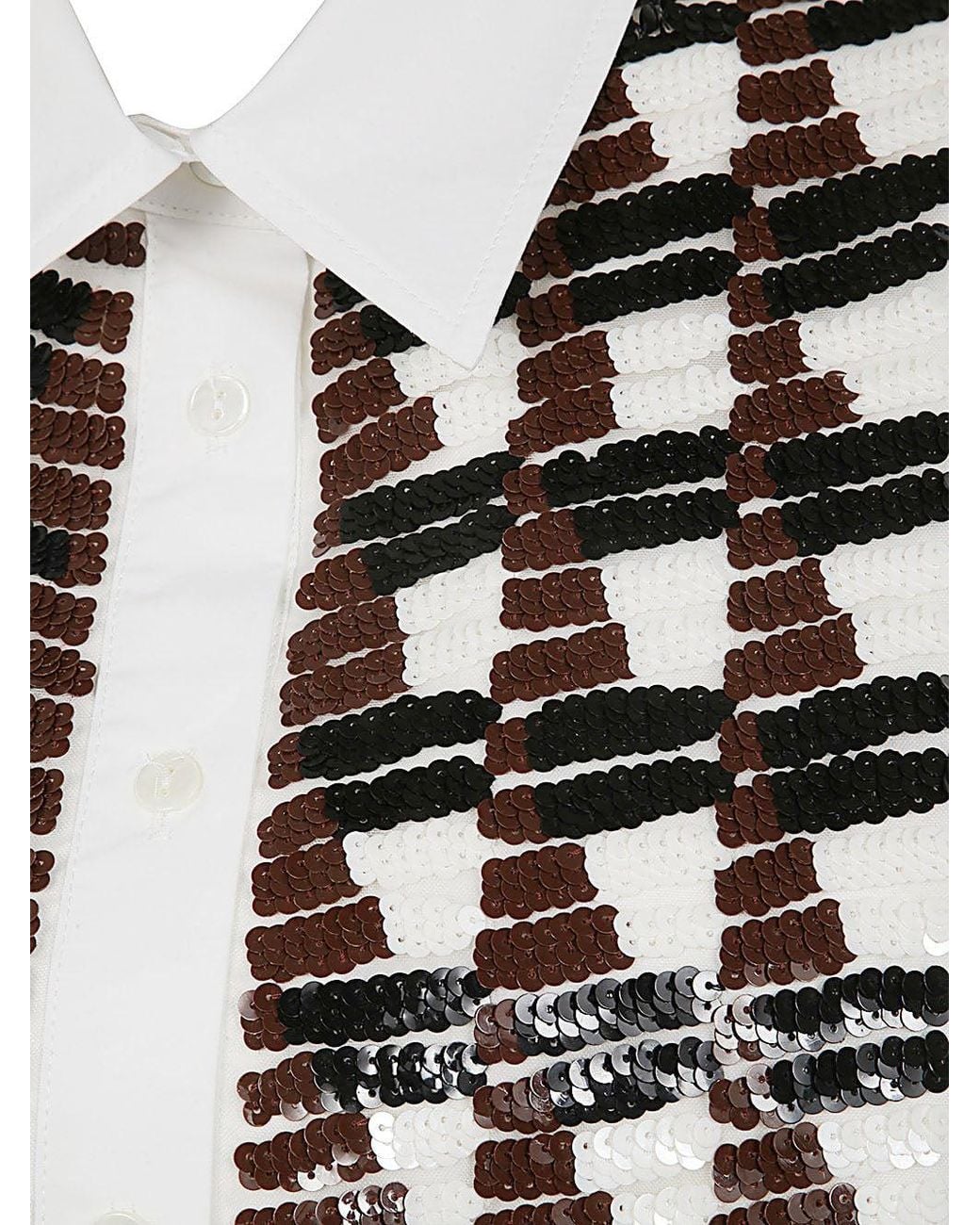 P.A.R.O.S.H. White Sequin Embellished Shirt