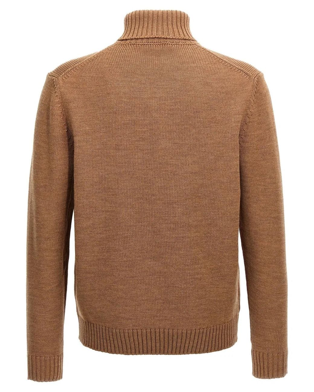 Zanone Brown Turtle-Neck Sweater for men