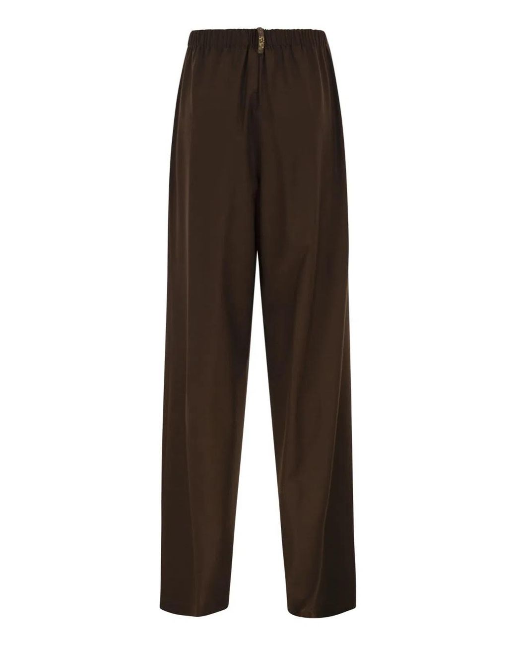Fabiana Filippi Brown Wide-Leg Stretch Wool Trousers With Elasticated Waistband
