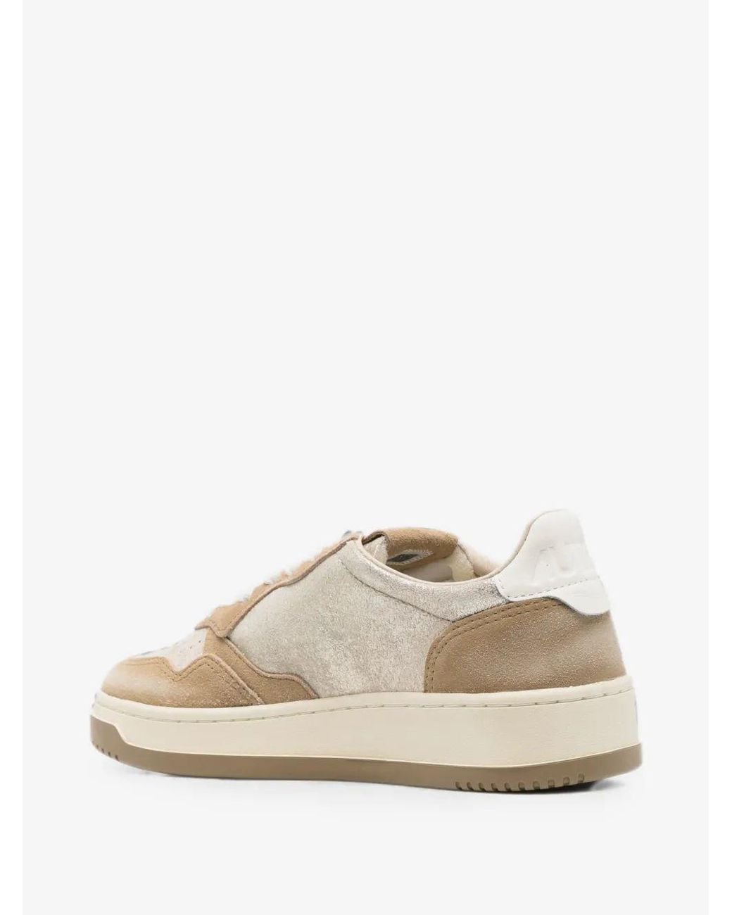 Autry White Medalist Metallic-Effect Panelled Sneakers